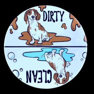 Brown Piebald Dachshund Dog Clean Dirty Magnet